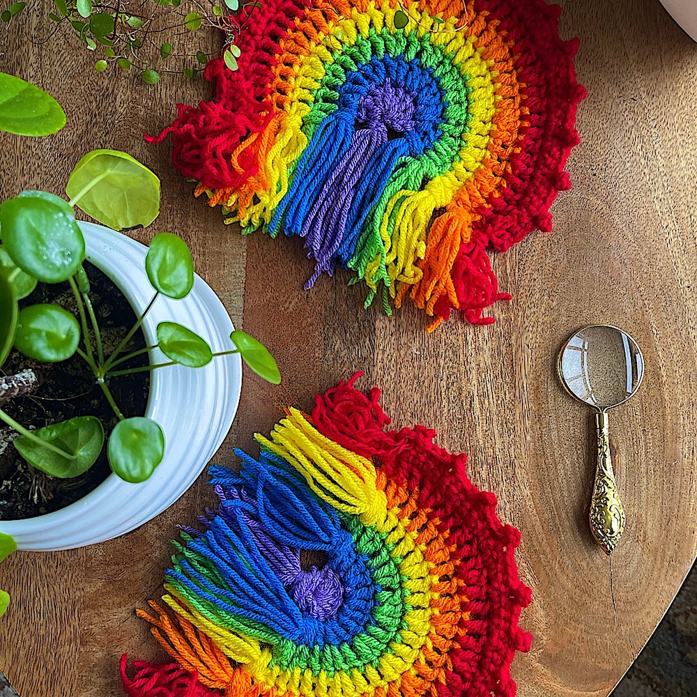 Crochet Rainbow Coasters